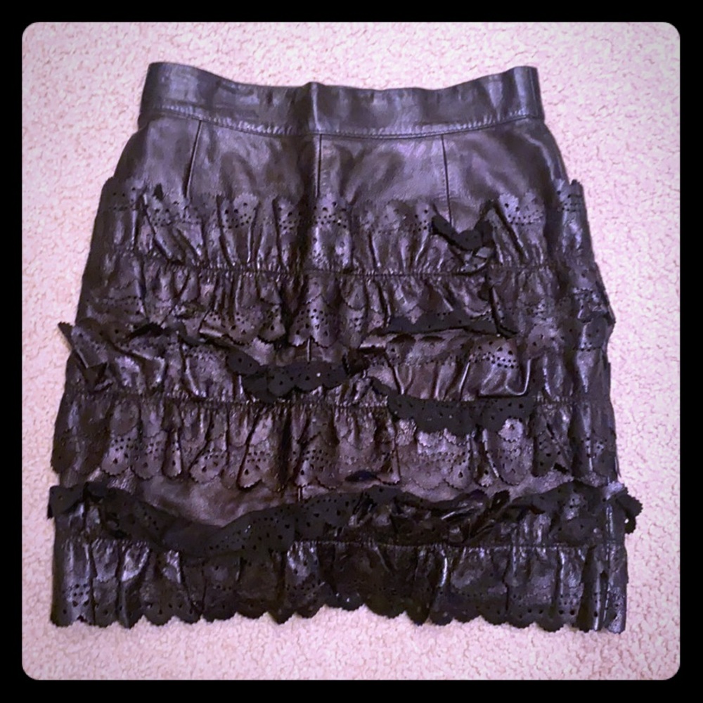 Vera pelle genuine leather lined skirt